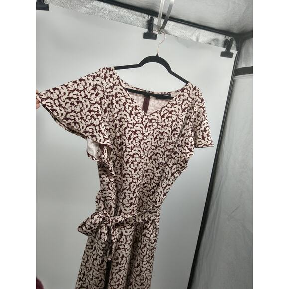 Lane Bryant‎ Lena Dress Plus 20 V-Neck High Low Midi Short Flutter Sleeve Brown - Picture 5 of 12